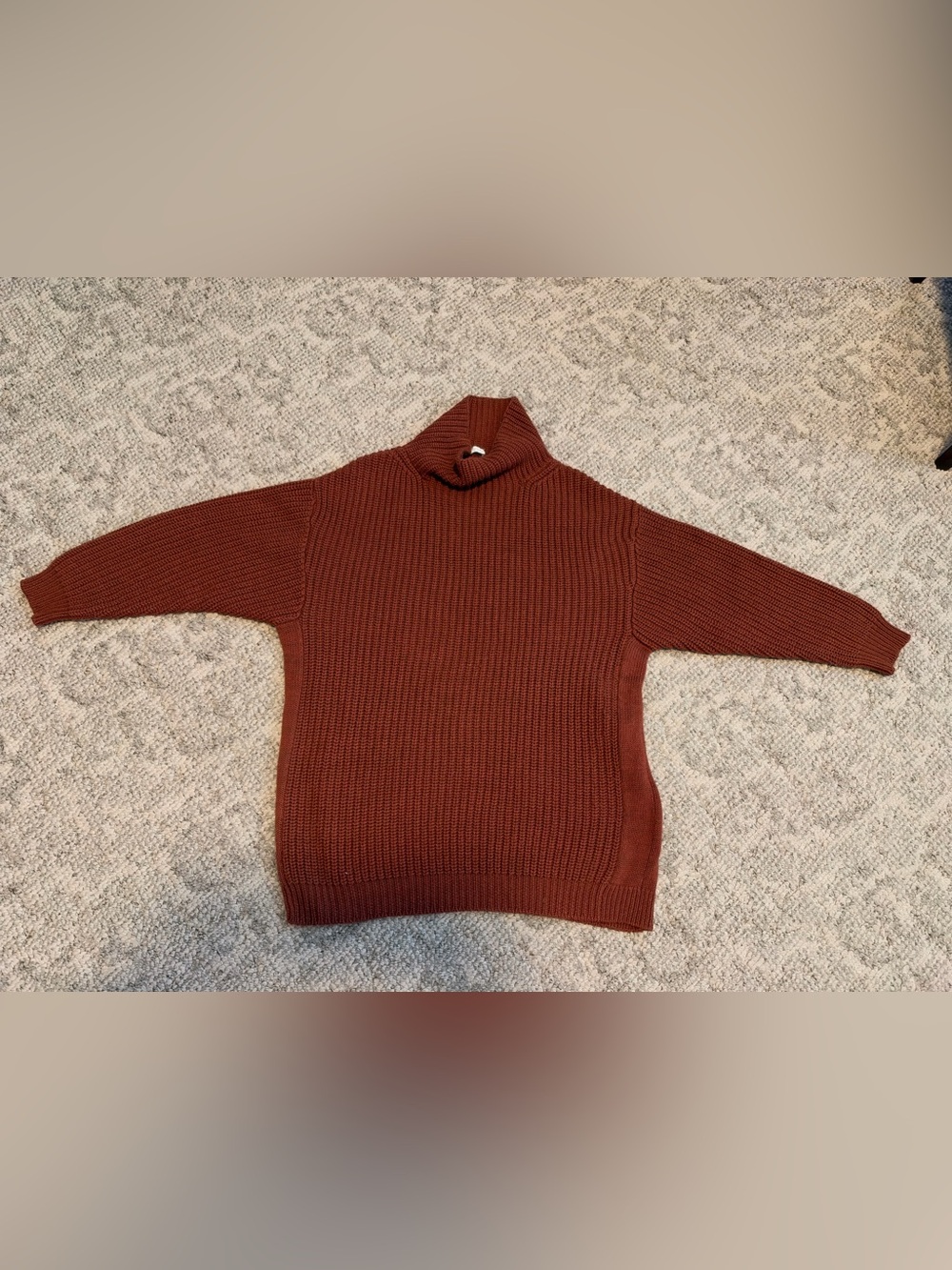 Poetry Rust Brown Oversized Turtleneck Chunky Knit Sweater